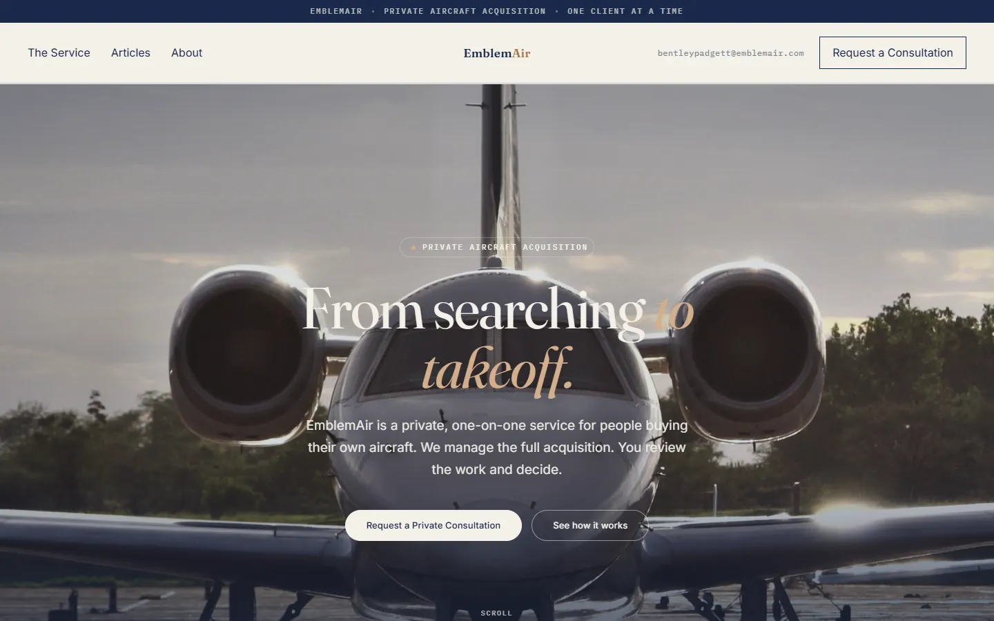 Screenshot of the Emblem Air website