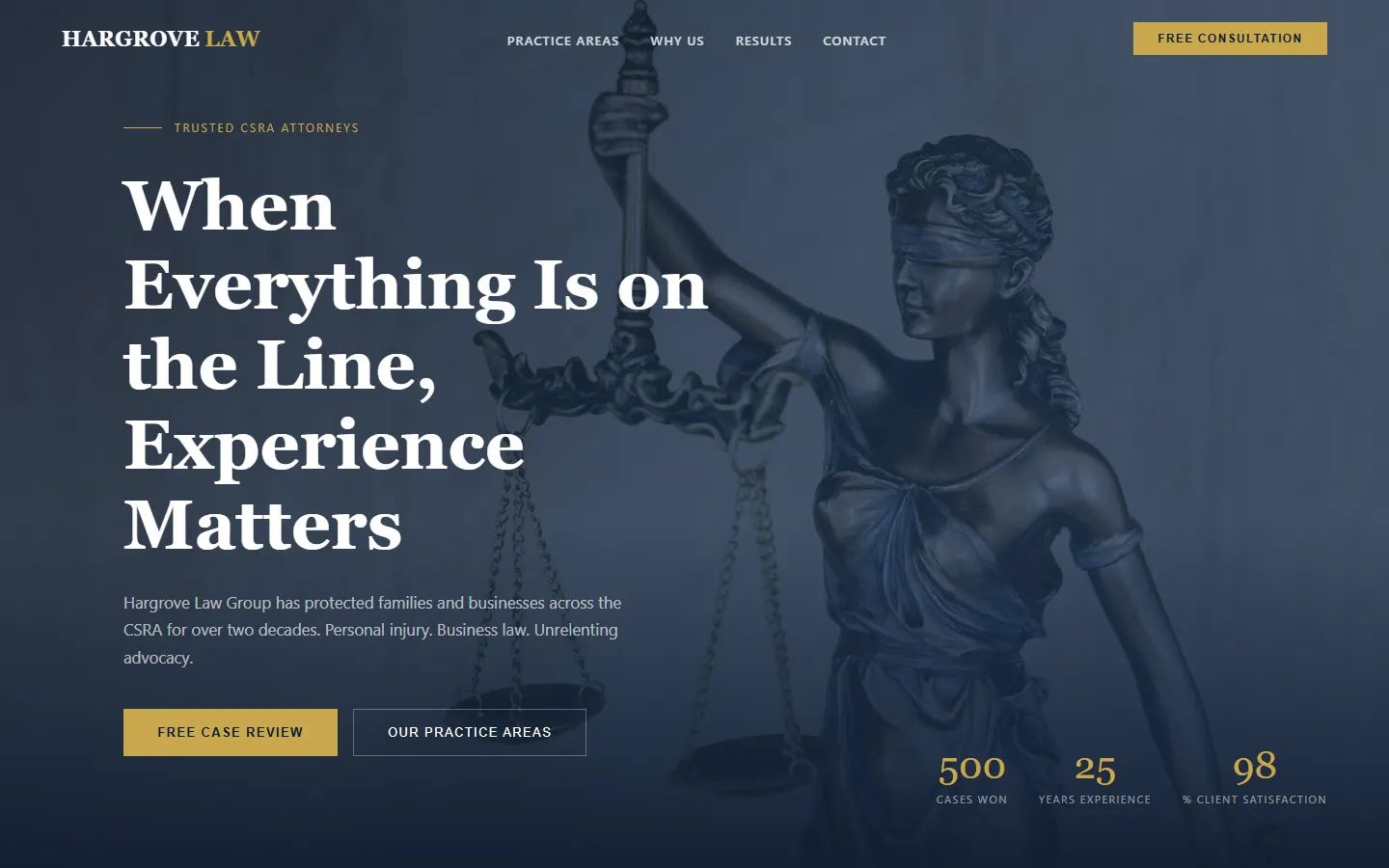Screenshot of the Hargrove Law Group website